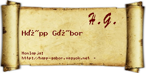 Hápp Gábor névjegykártya